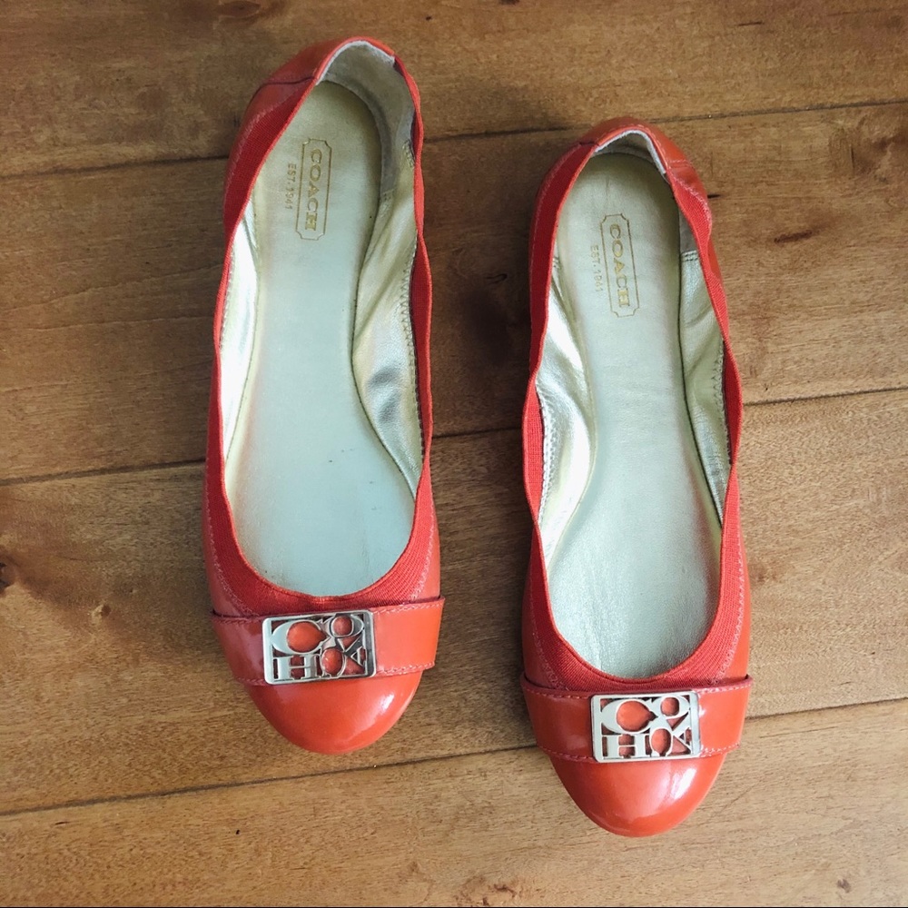 Coach Orange Ballet Flats